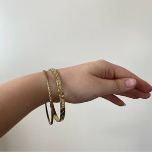 Vintage Gold Textured Bracelet Set